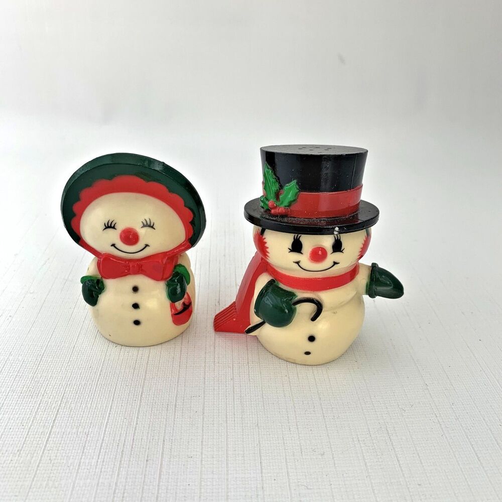 Hallmark Mr Mrs Happy Merry Snowmen Salt Pepper Shakers Christmas Holiday